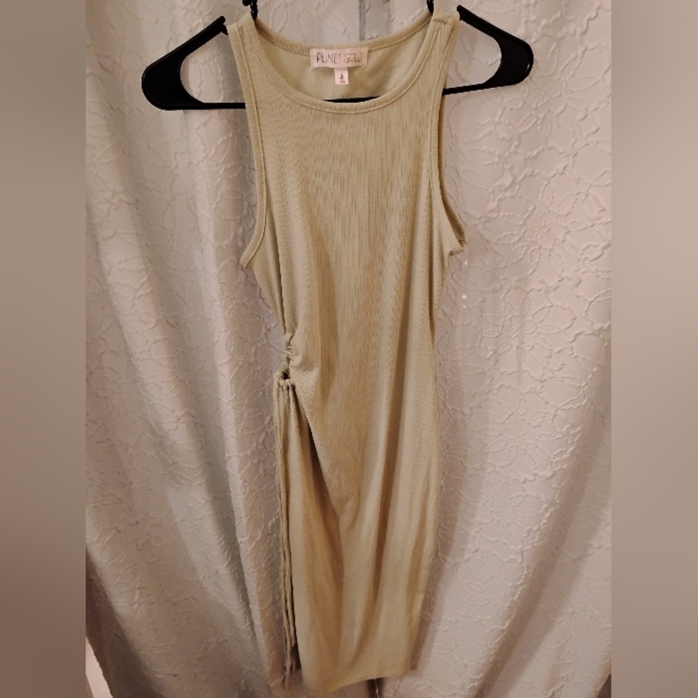 Elegant Mint Green Sleeveless Dress W/Bottom Slit & Hip Tie